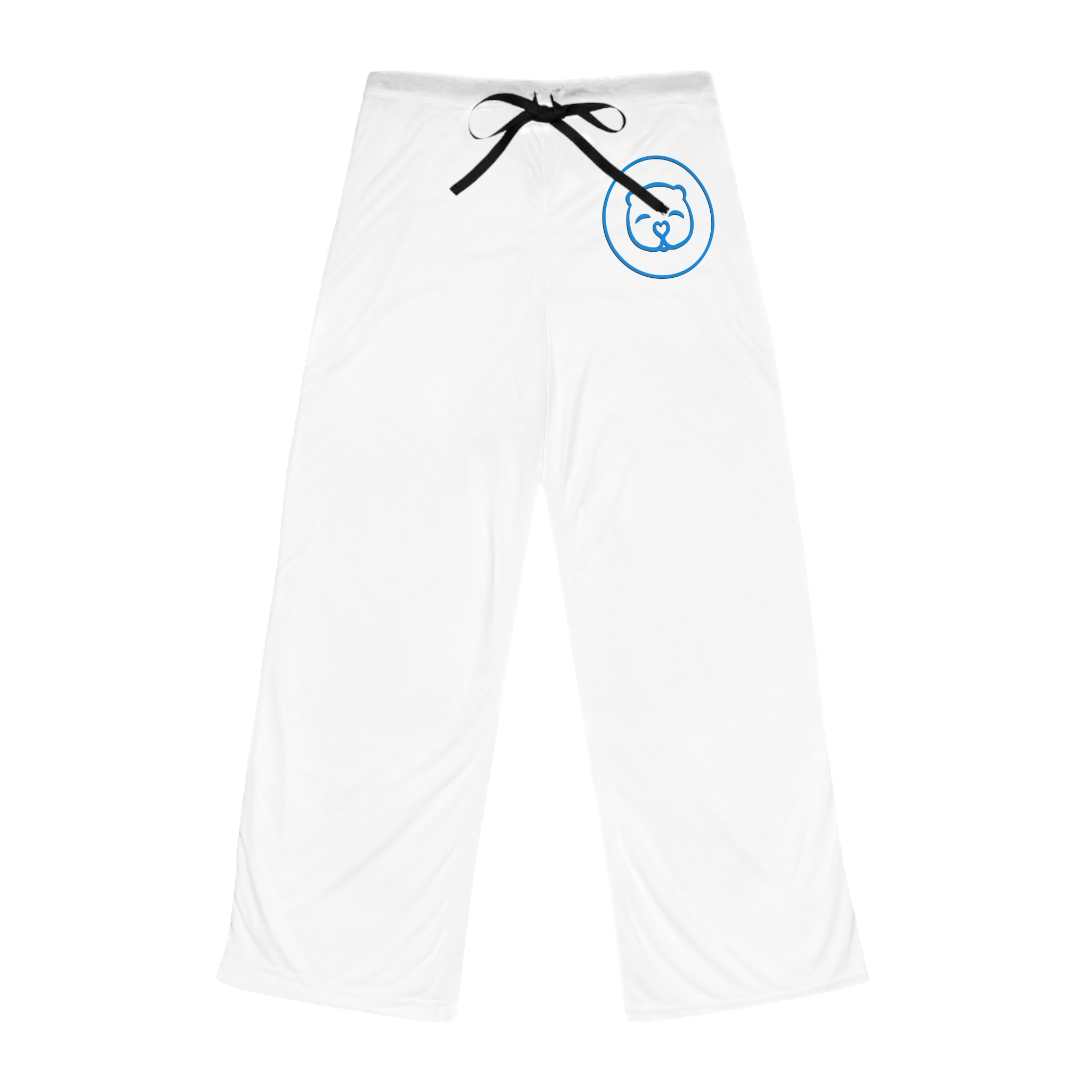 White relaxed pants with Cami Cares logo